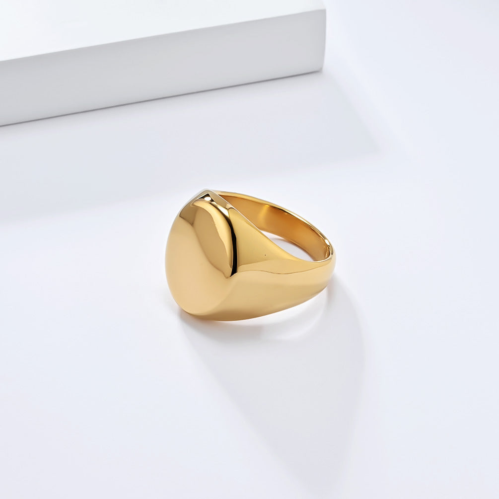 European and American Simple Large Smooth Seal Titanium Steel Ring Jewelry for Men