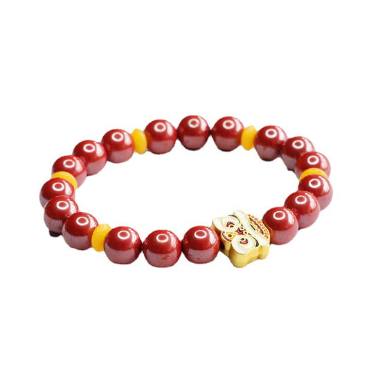 The Fortune's Favor Sterling Silver Bracelet with Cinnabar Stone