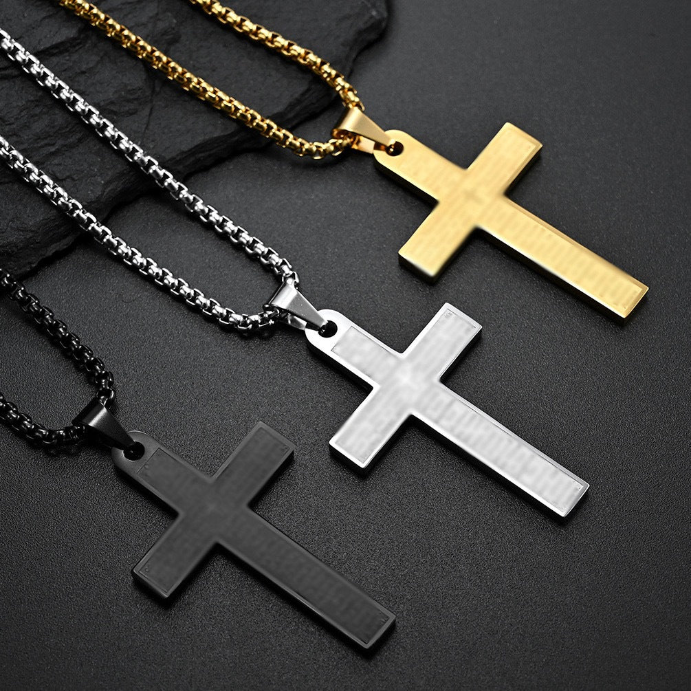 1. Planderful Titanium Steel Cross Pendant Necklace Unisex Jewelry Gift For Him And Her