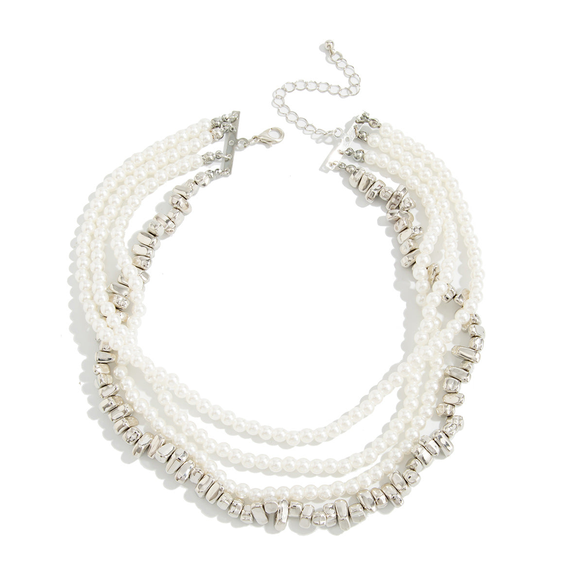 Pearl & Irregular Chain Layered Necklace