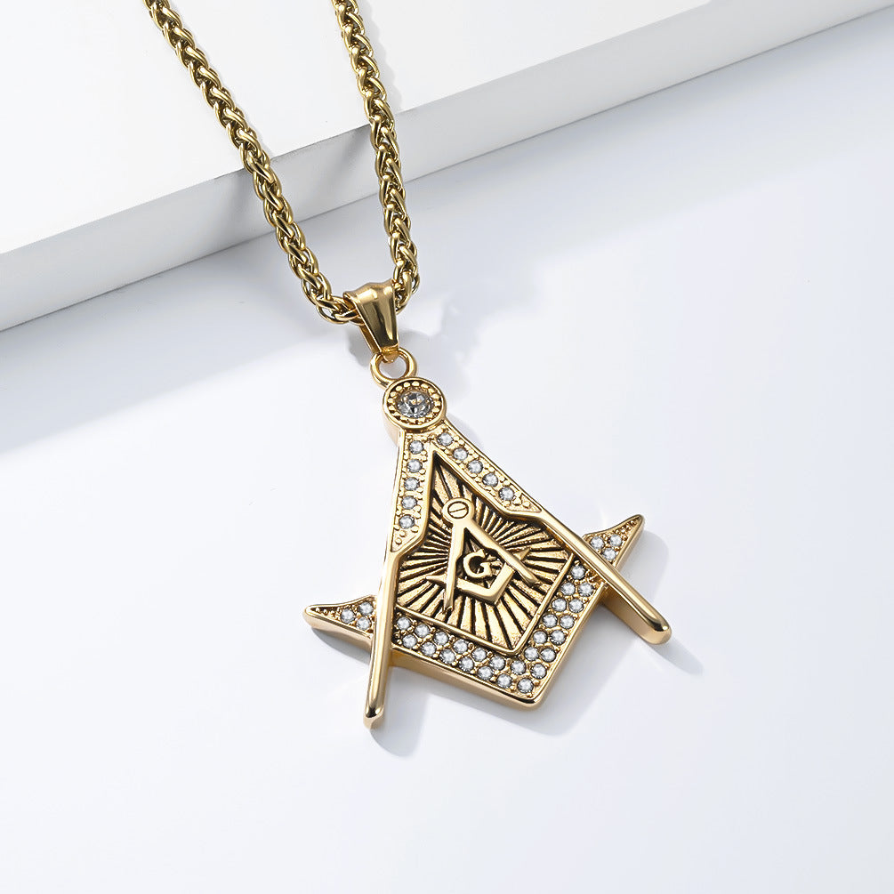 Planderful Masonic Necklace Unisex Pendant Retro Punk Style Long Lasting Finish For Trendsetters