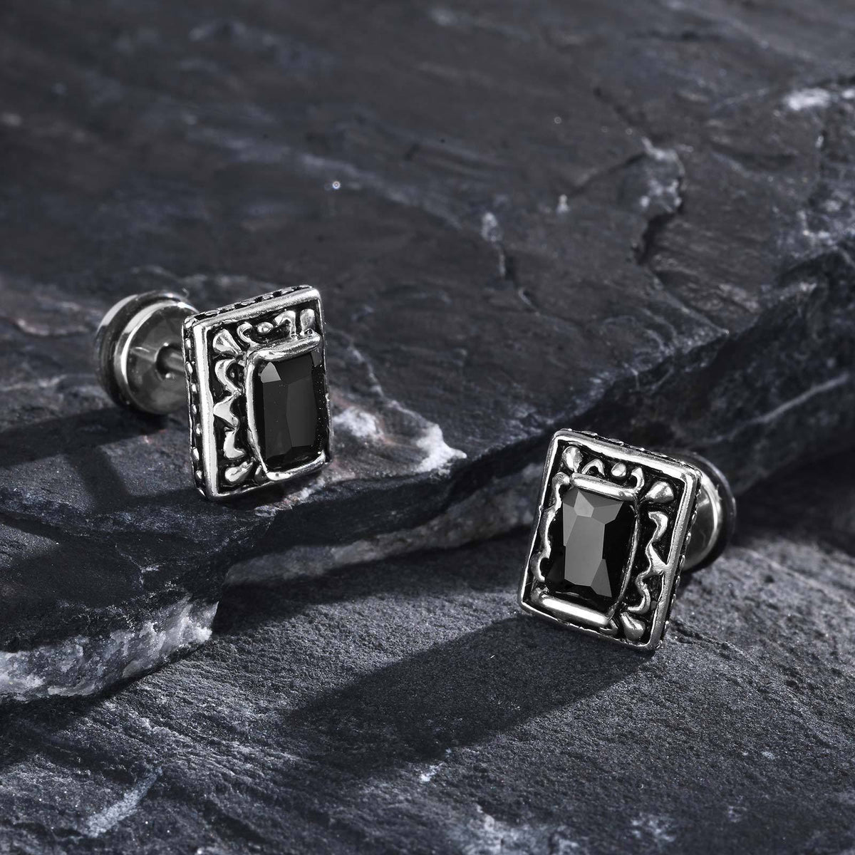 Vintage Zircon Single Earrings — Black or Clear
