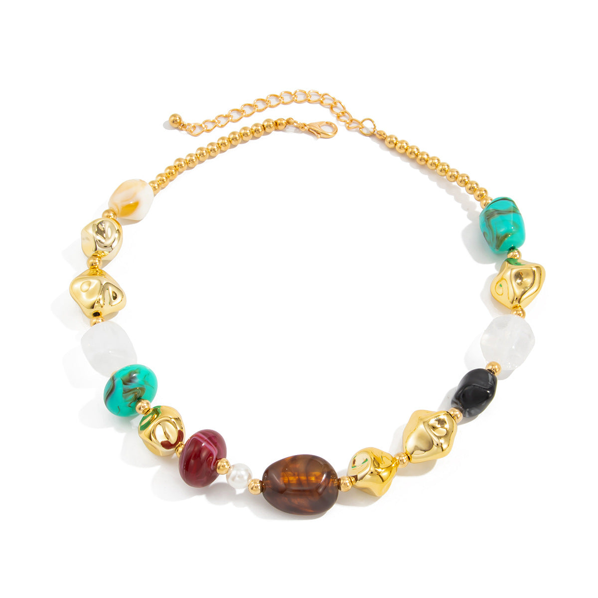 Ethnic Style Smudged Irregular Beaded Retro Maillard Collarbone Imitation Pearl Necklace