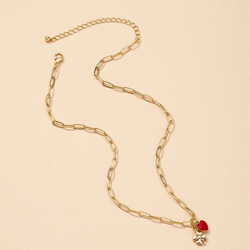 French Love Pendant Necklace with Bamboo Chain - Vienna Verve Collection