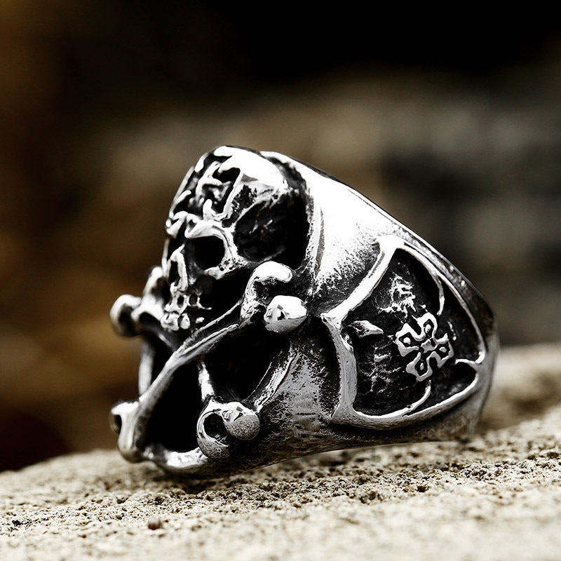 Titanium Steel Skull Bone Ring for Men - Retro Cross-Border Wholesale Domineering Design
