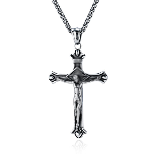 European and American Retro Titanium Steel Cross Necklace for Men