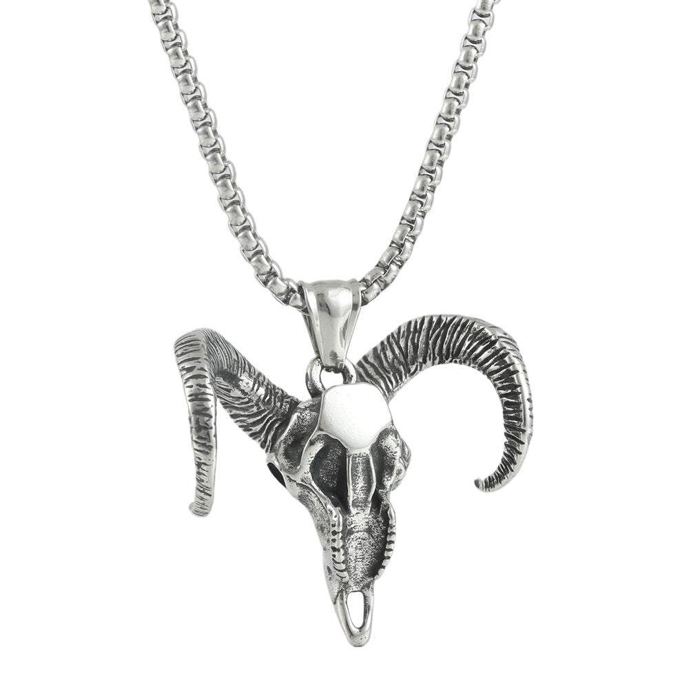European And American Stainless Steel Sheep Head Pendant