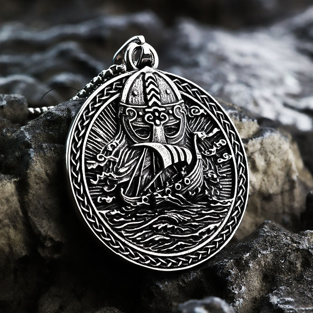 Nordic Men's Jewelry Viking Stainless Steel Odin Pendant