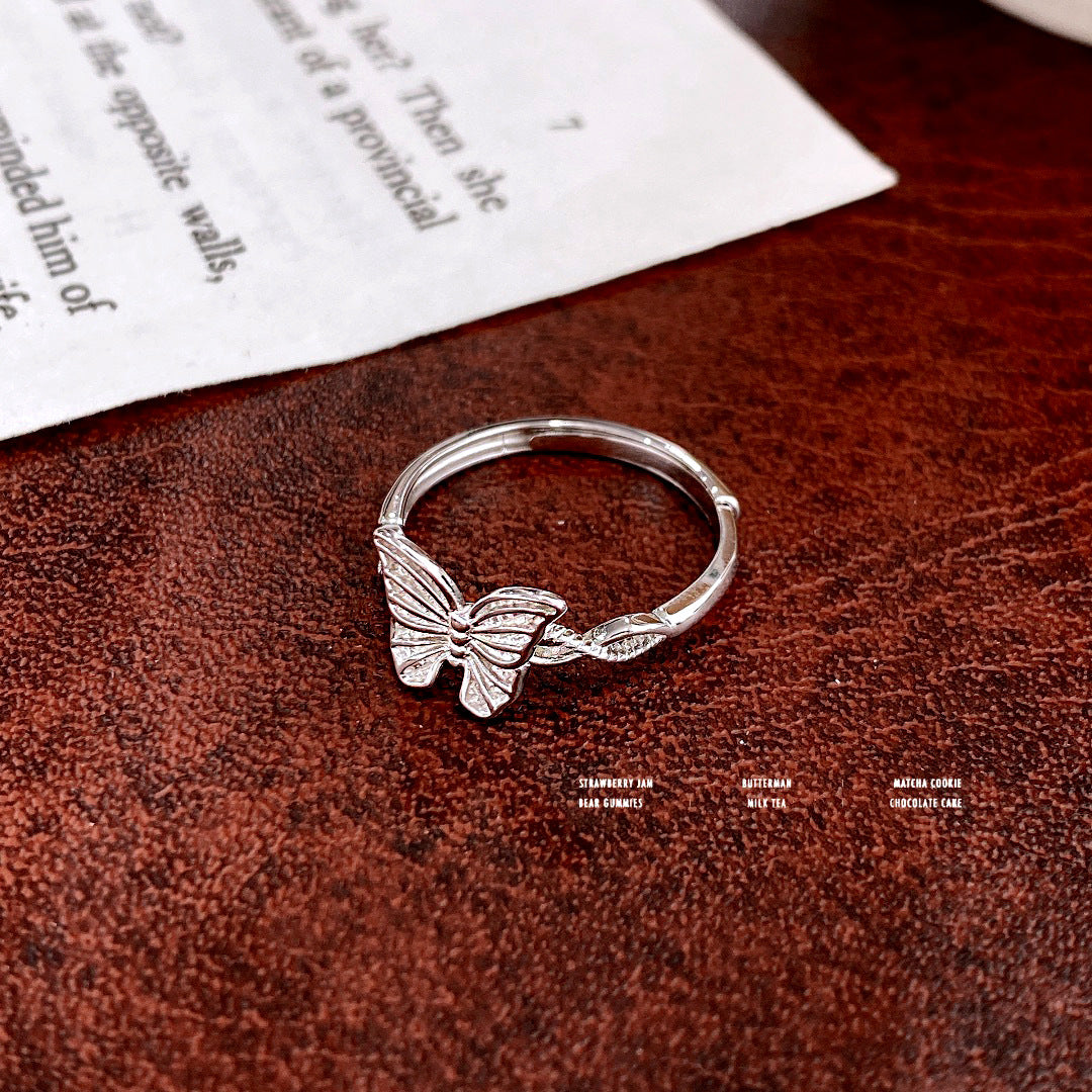Butterfly Texture 925 Sterling Silver Women's Ring