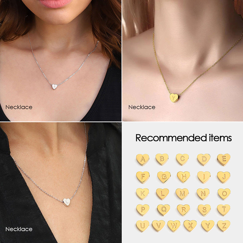 Planderful Jewelry Custom Name Necklace Stainless Steel 3D Love Design For Collarbone Chain
