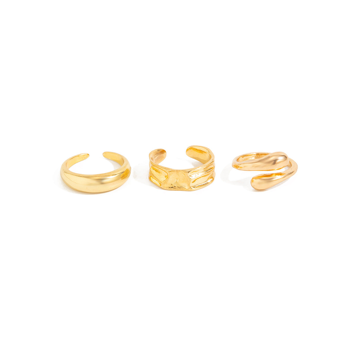 Planderful Collection Vienna Verve Irregular Liquid Fold Open Ring For Women Modern Statement Jewelry