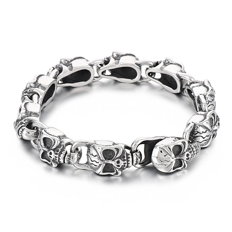 Punk-Inspired Titanium Steel Skull Bracelet for Men - Creative Ghost Head Design