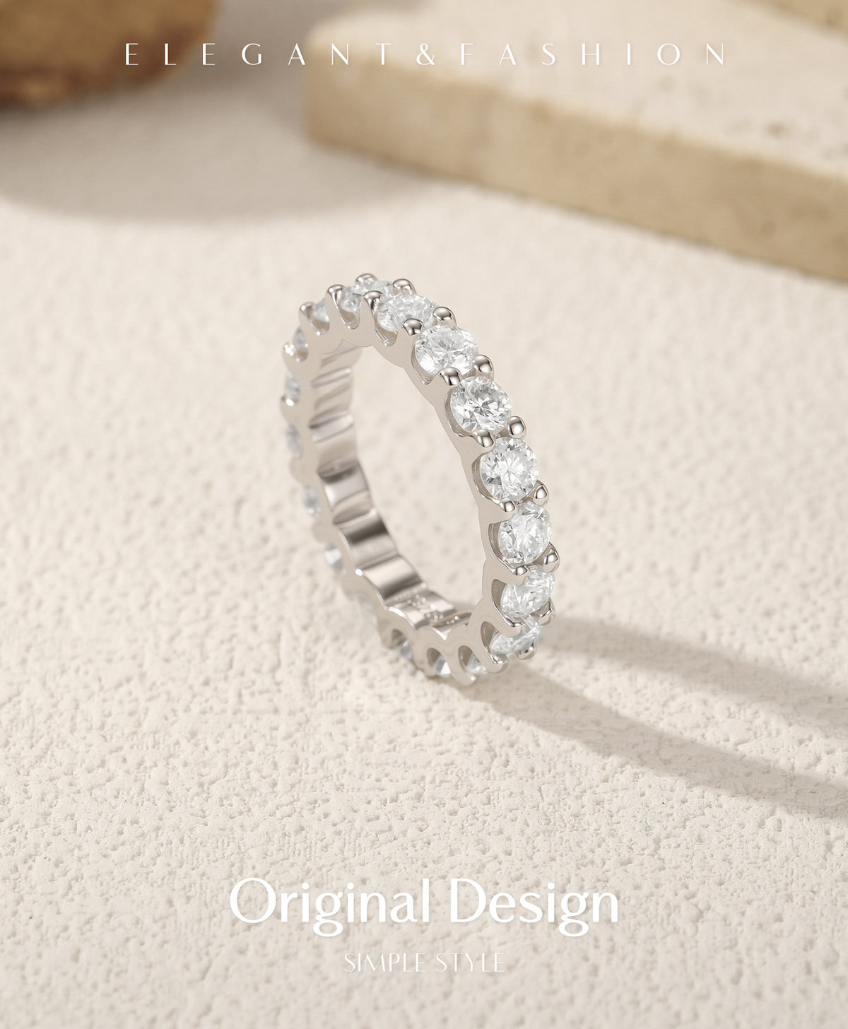 S925 Sterling Silver Moissanite Eternity-Style Band
