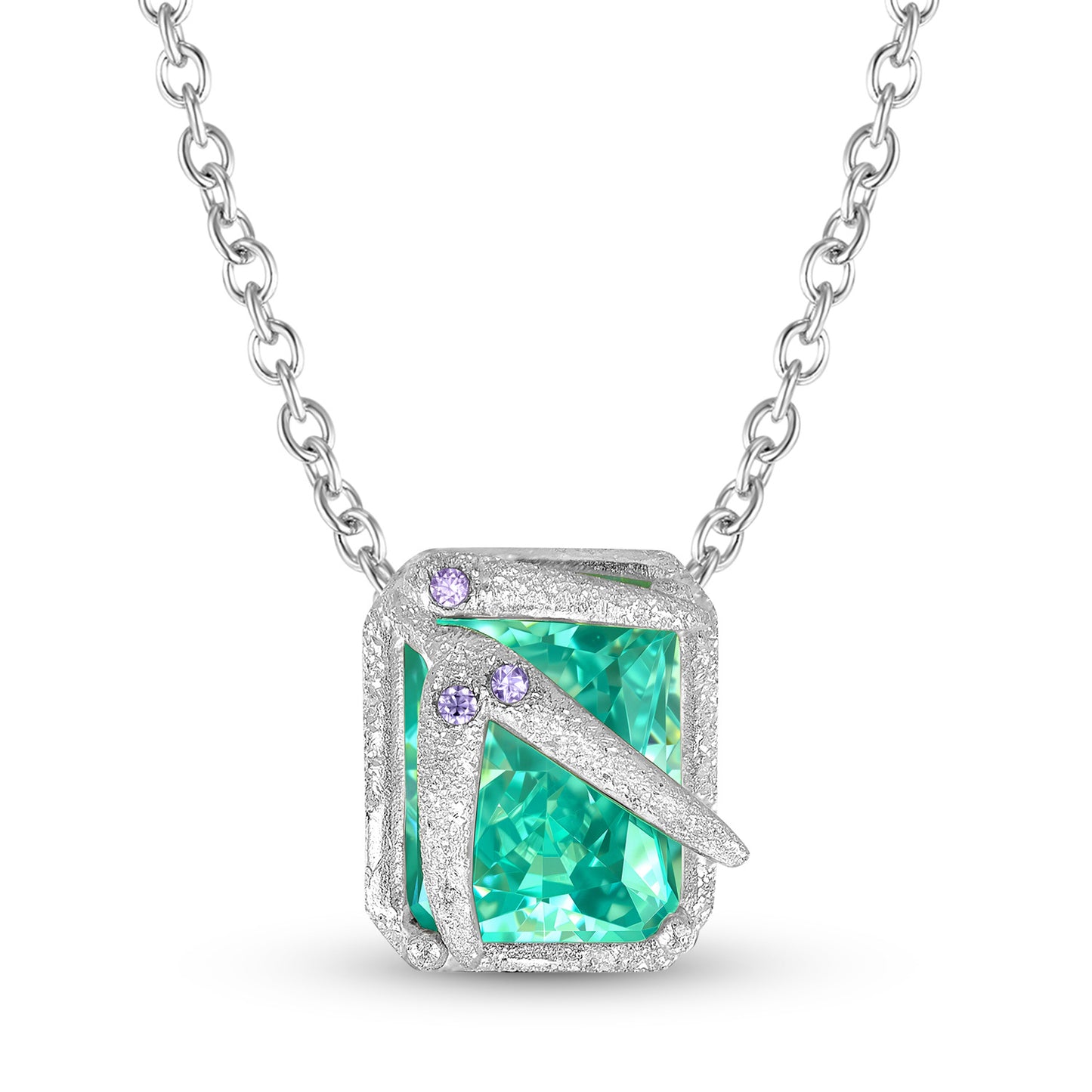 Planderful Everyday Genie S925 Sterling Silver Phoenix Feather Necklace Inlaid Ice Flower Cut Blue Ice High Carbon Zircon Clavicle Chain