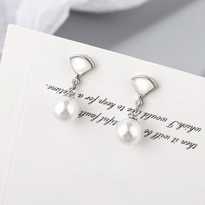 Pearl Fan 925 Sterling Silver Women's Earrings
