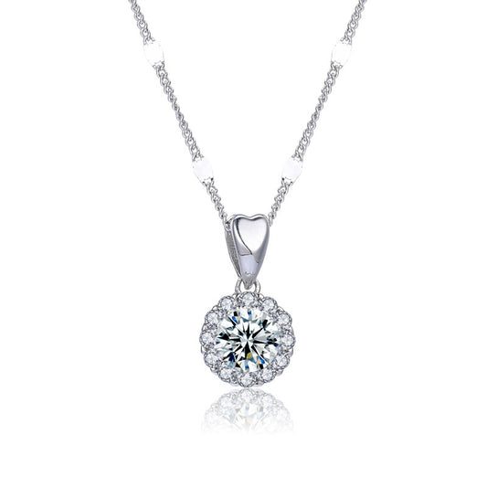 Sun Moissanite 925 Sterling Silver Pendant Necklace