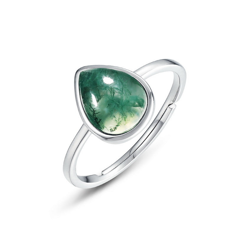 S925 Sterling Silver Moss Agate Signature Ring