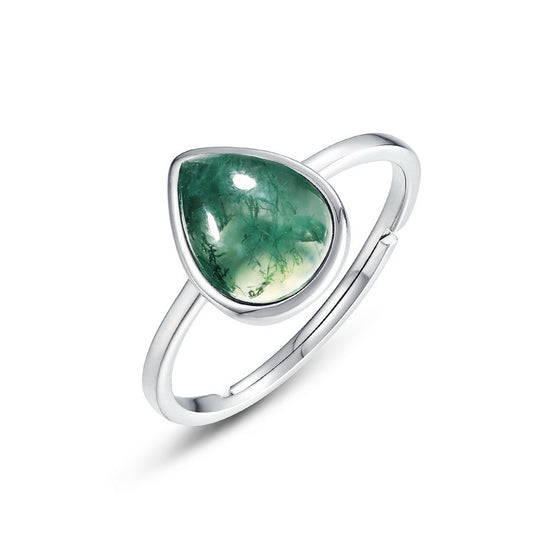 S925 Sterling Silver Moss Agate Signature Ring