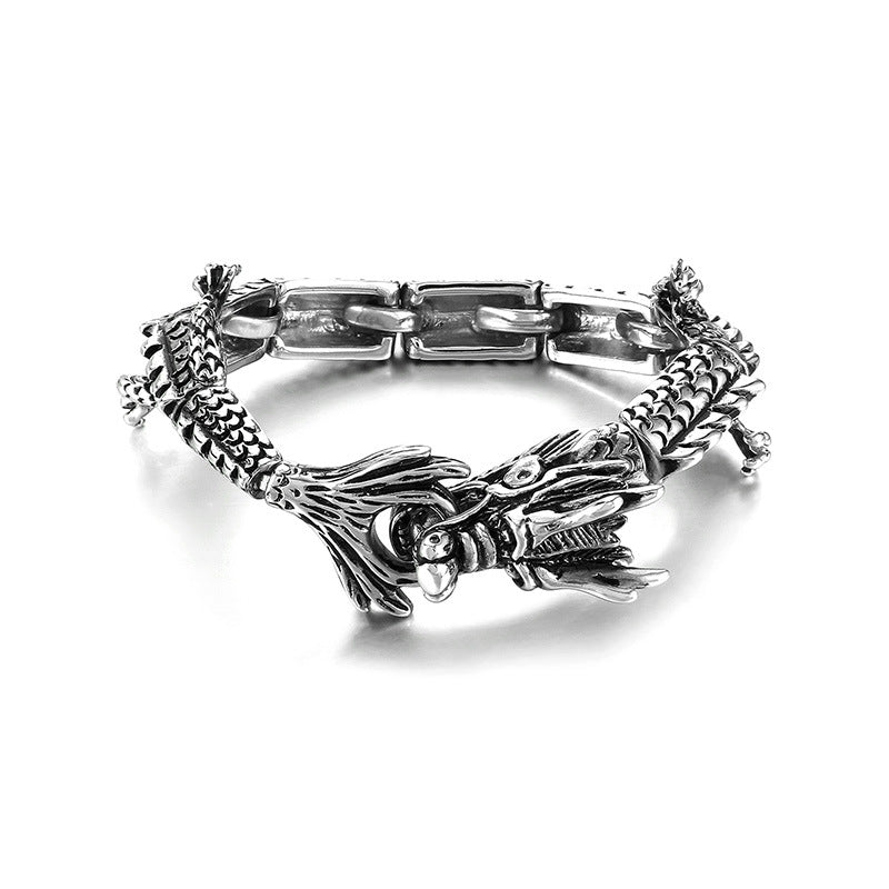 Bold Leopard-Inspired Punk Bracelet - Creative Retro Dragon Tiger Design in Titanium Steel for Men
