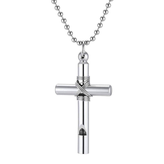 Internet Celebrities With The Same Alloy Whistle Cross Pendant Men's Necklace