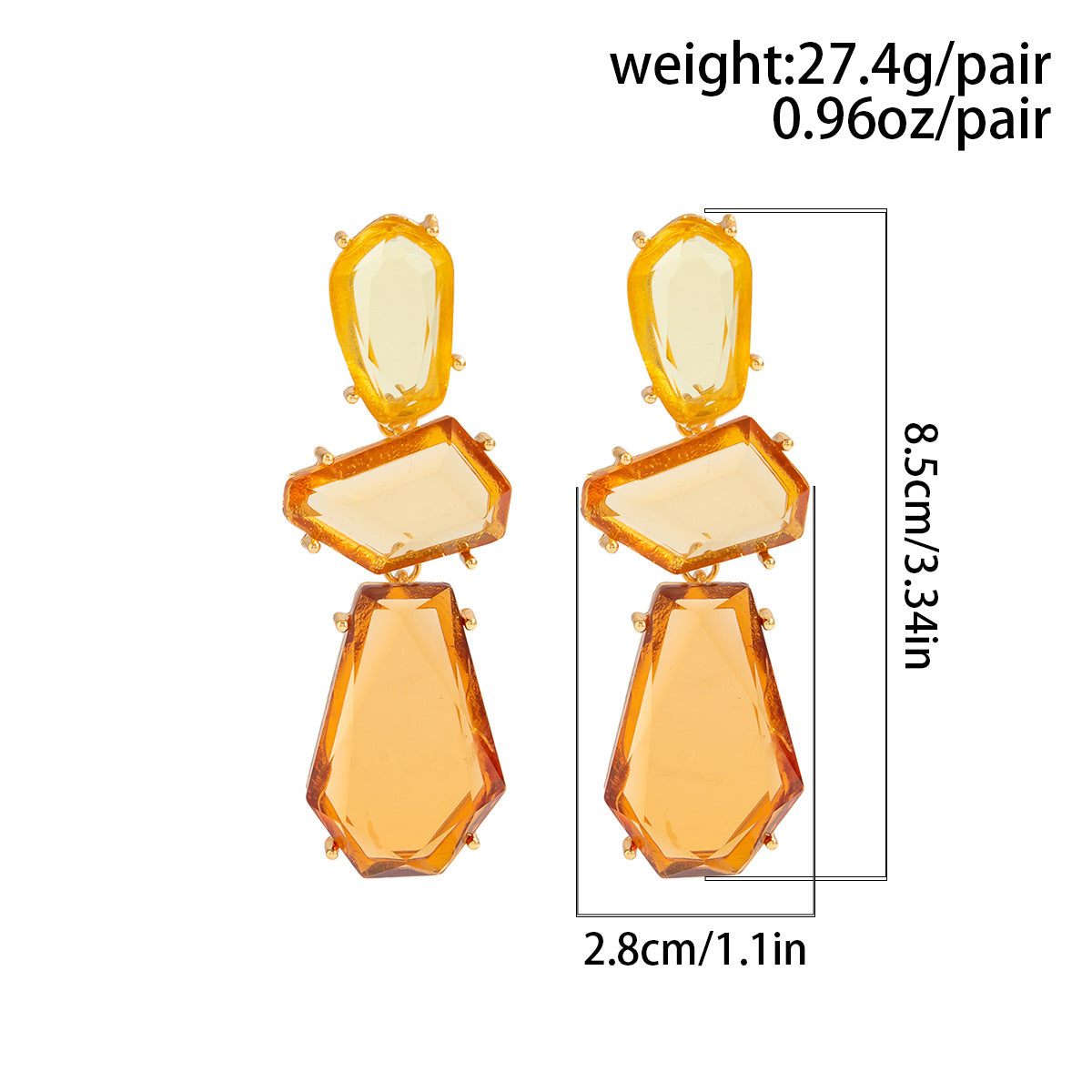 Planderful Vienna Verve Geometric Gem Fringe Earrings For Women Statement Jewelry