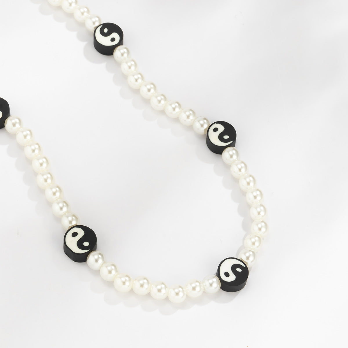 Planderful Vienna Verve Imitation Pearl Taiji Beaded Geometric Necklace For Women Elegant Statement Jewelry