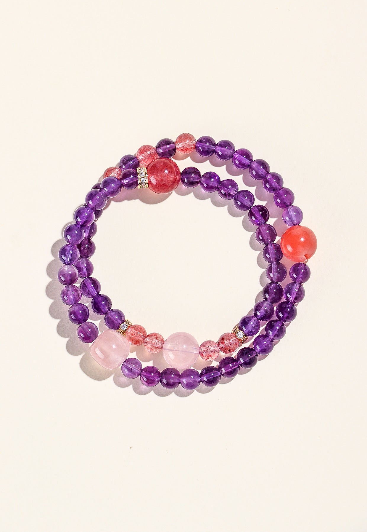 Planderful Amethyst Double Circle Beaded Bracelet – Elegant High-End Fashion