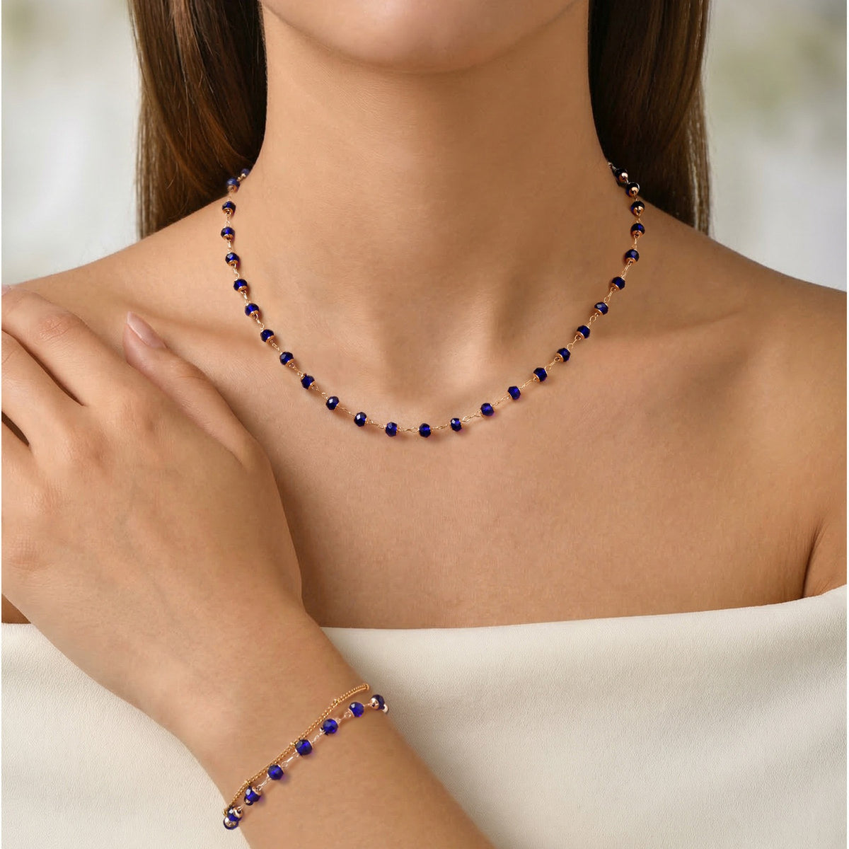 Beaded Chain Jewelry Collection – Bracelet, Anklet & Necklace