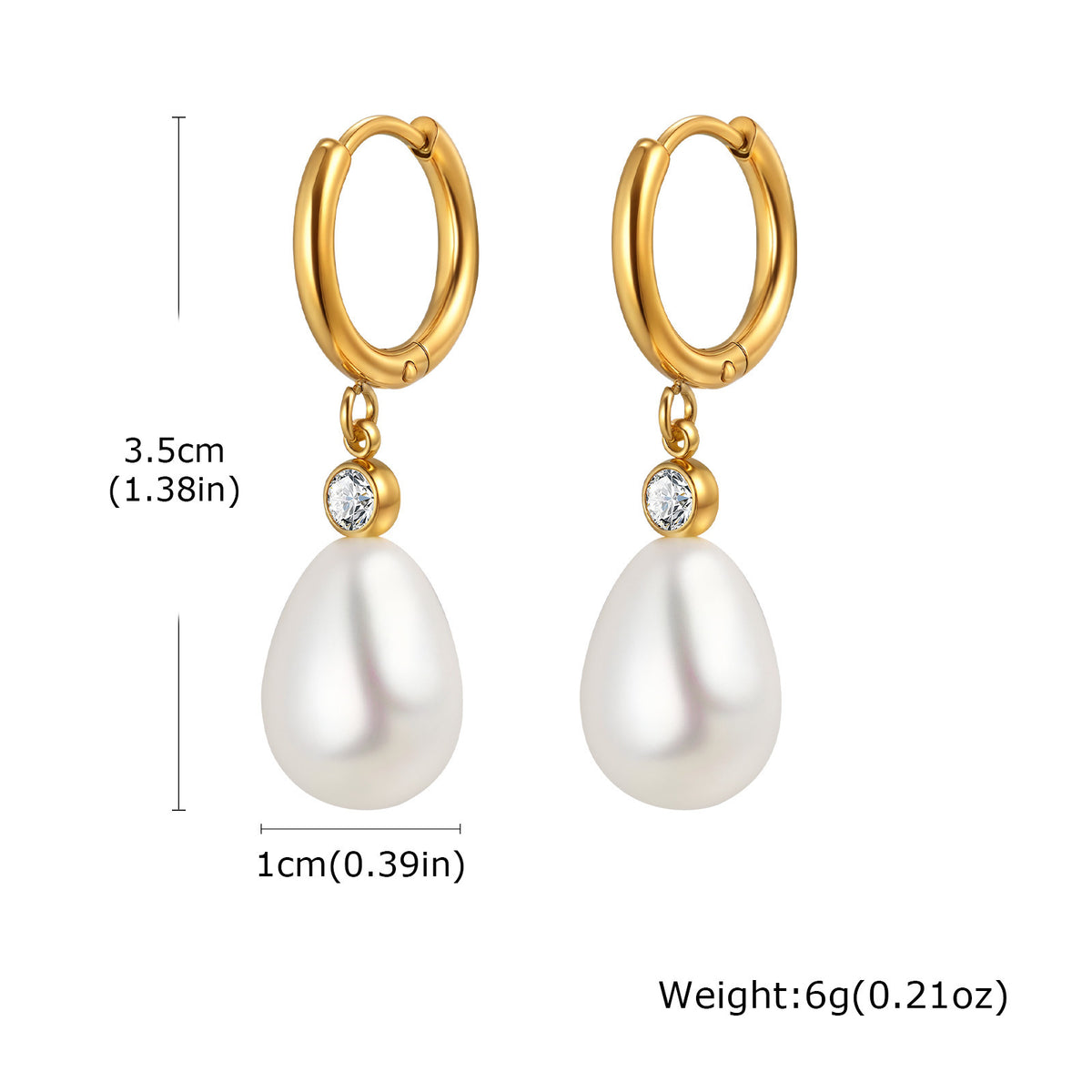 Stainless Steel Zircon Pearl Vintage Earrings