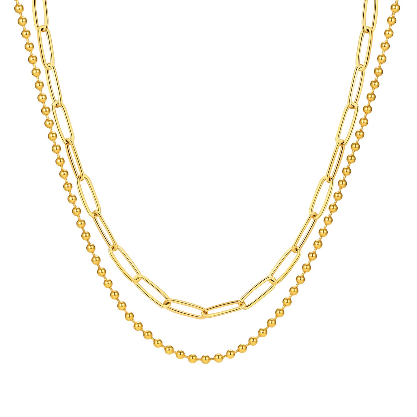Stainless Steel Stacked Collarbone Chain Gold Double Layer Necklace