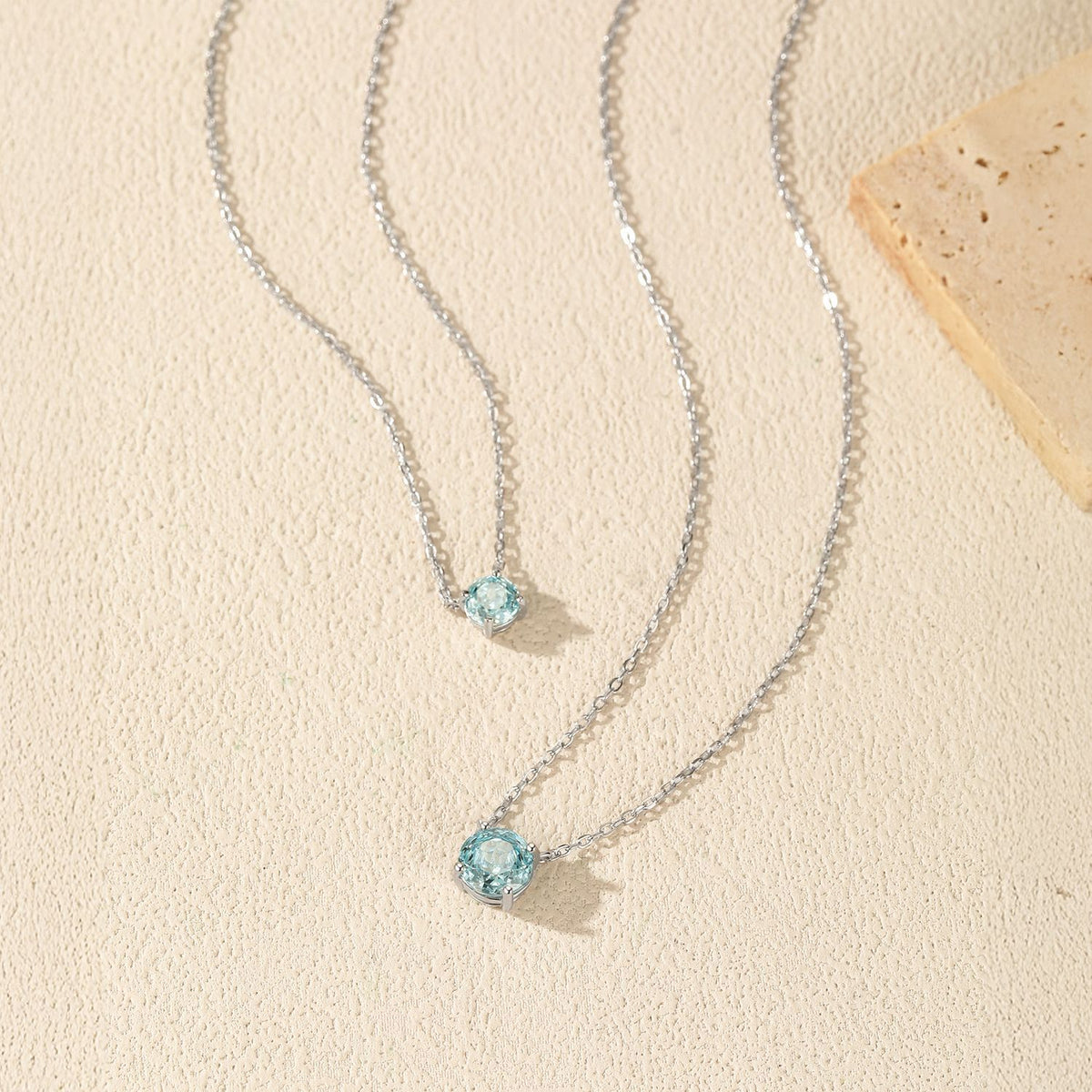 925 Sterling Silver Sea Blue Rose-Cut Necklace
