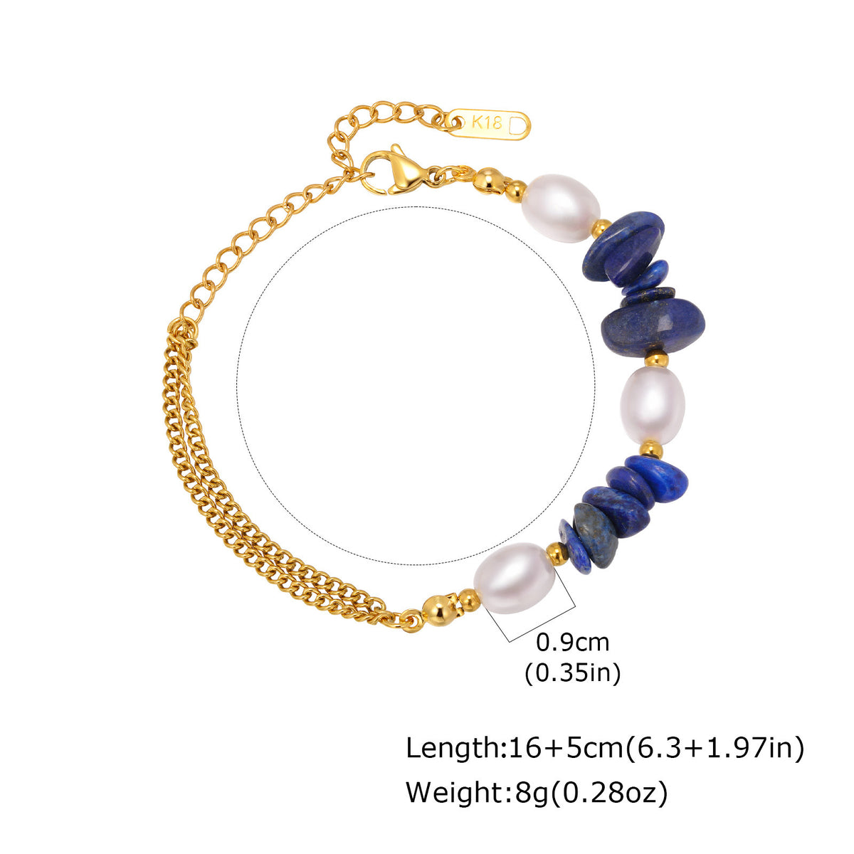 Pearl Lapis Lazuli Stainless Steel Bracelet for Women