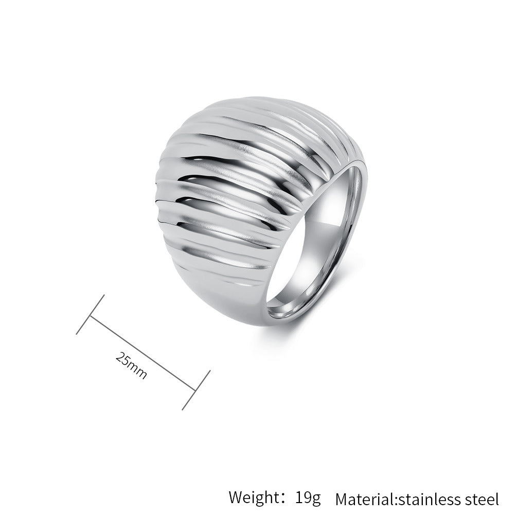 Titanium Steel Ring With Bold Wave Pattern Unisex Jewelry By Planderful Everyday Genie