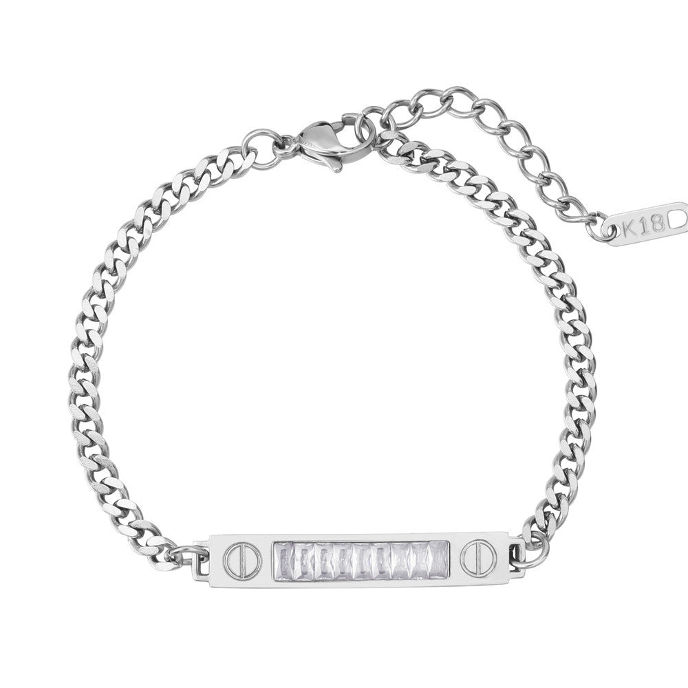 Planderful Zircon Bracelet For Women Elegant Everyday Genie Steel Jewelry Statement Piece