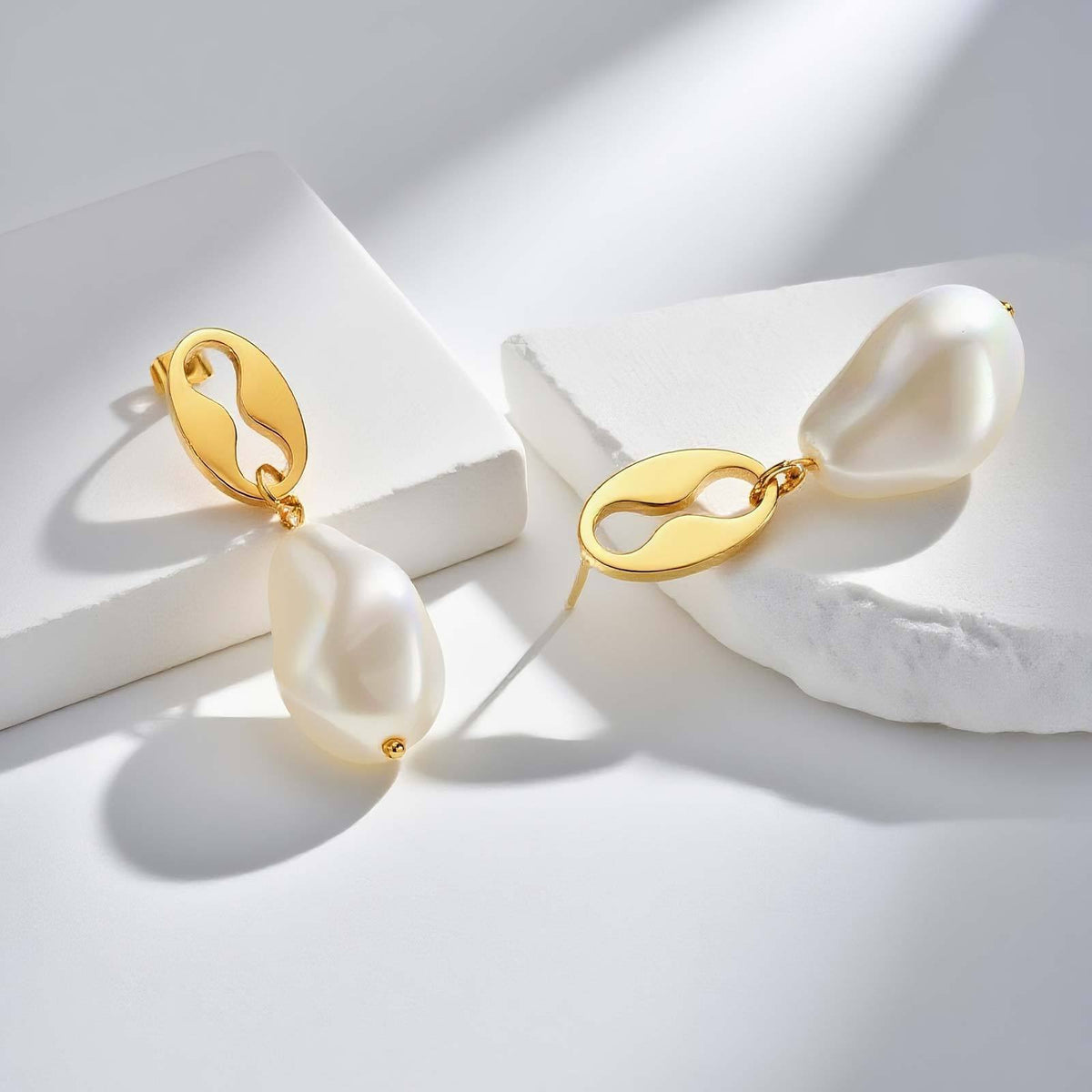 Gold-Tone Infinity Baroque Pearl Drop Earrings