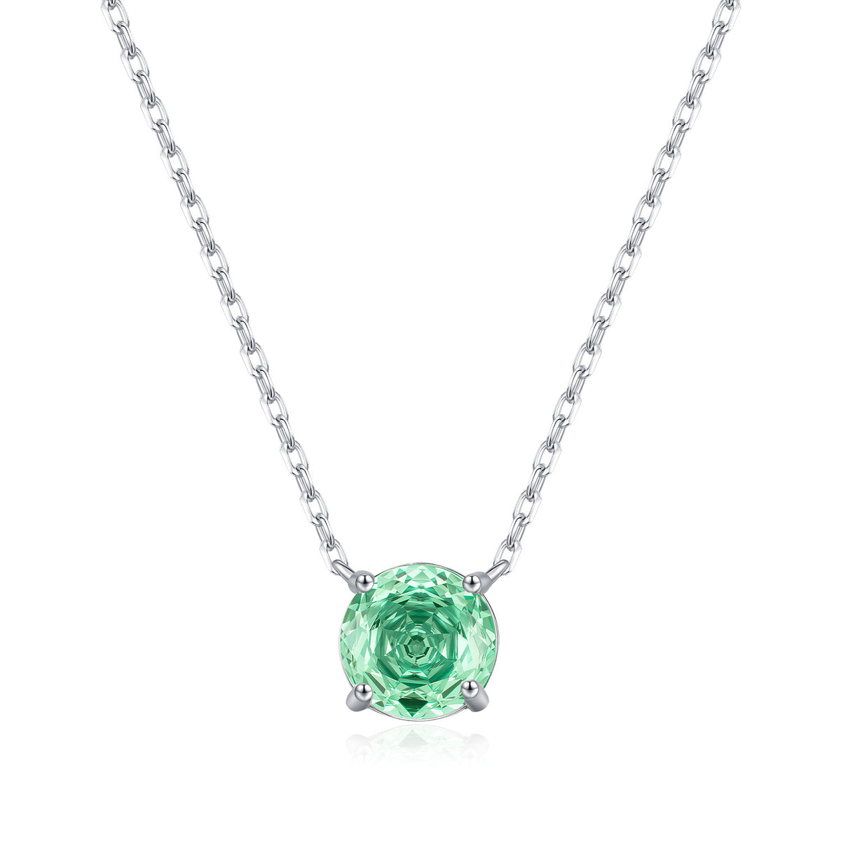 925 Sterling Silver Paraiba-Color Rose-Cut Zircon Necklace