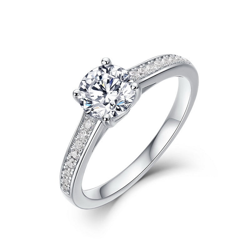 Planderful Four-Prong Moissanite Sterling Silver Ring – 6.5 × 6.5 mm, 1 ct – Style 2