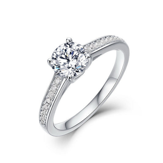 Planderful Four-Prong Moissanite Sterling Silver Ring – 6.5 × 6.5 mm, 1 ct – Style 2