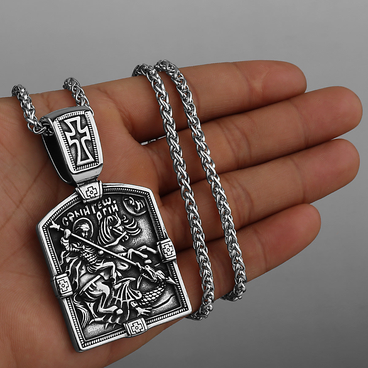 Planderful Cross Knight Pendant Titanium Steel For Men Durable Premium Hip Hop Necklace