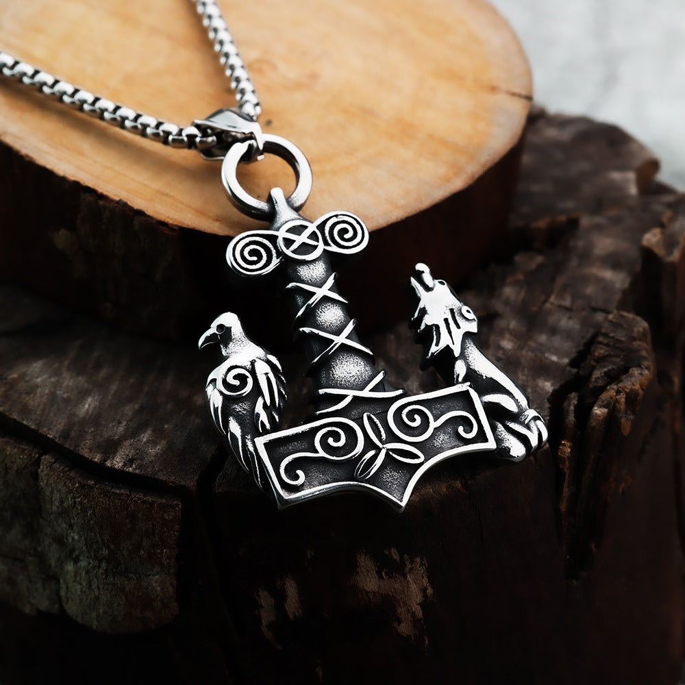 Viking Wolf Stainless Steel Men's Pendant Necklace