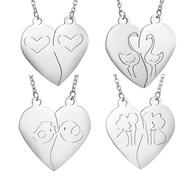 Elegant Stainless Steel Love Pendant Couple Necklace - Wholesale Jewelry from Reputable Factory