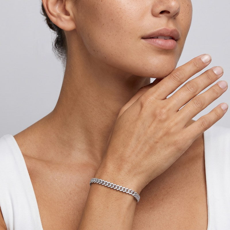 Copper Zircon Cuban Chain Pavé Bracelet