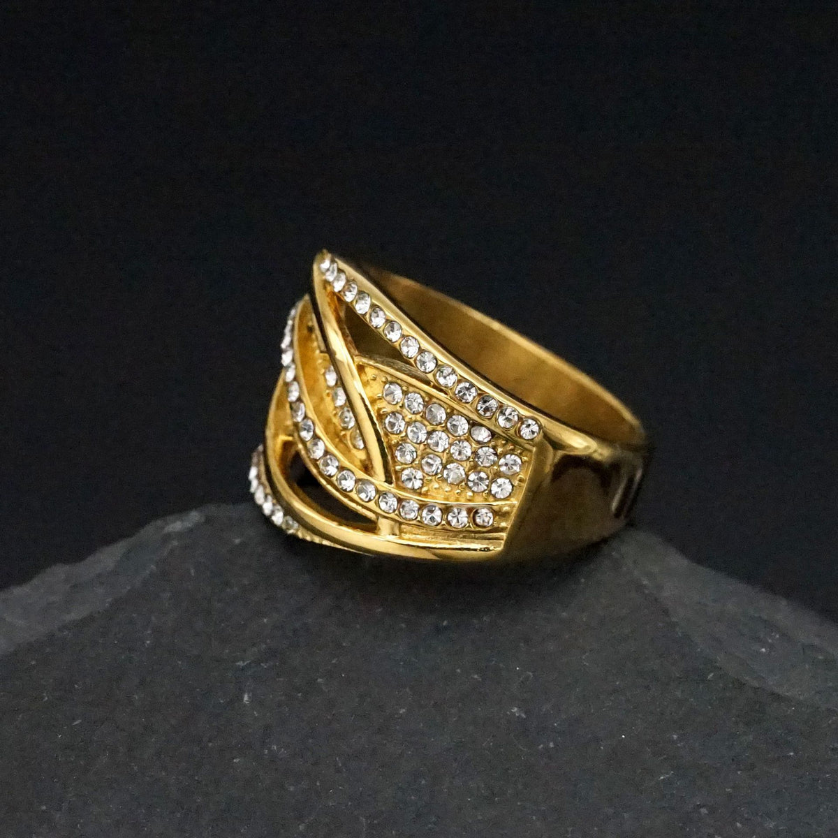 Planderful Zircon Stainless Steel Index Finger Ring Exquisite Winding Design Unisex Everyday Genie Fashion Statement