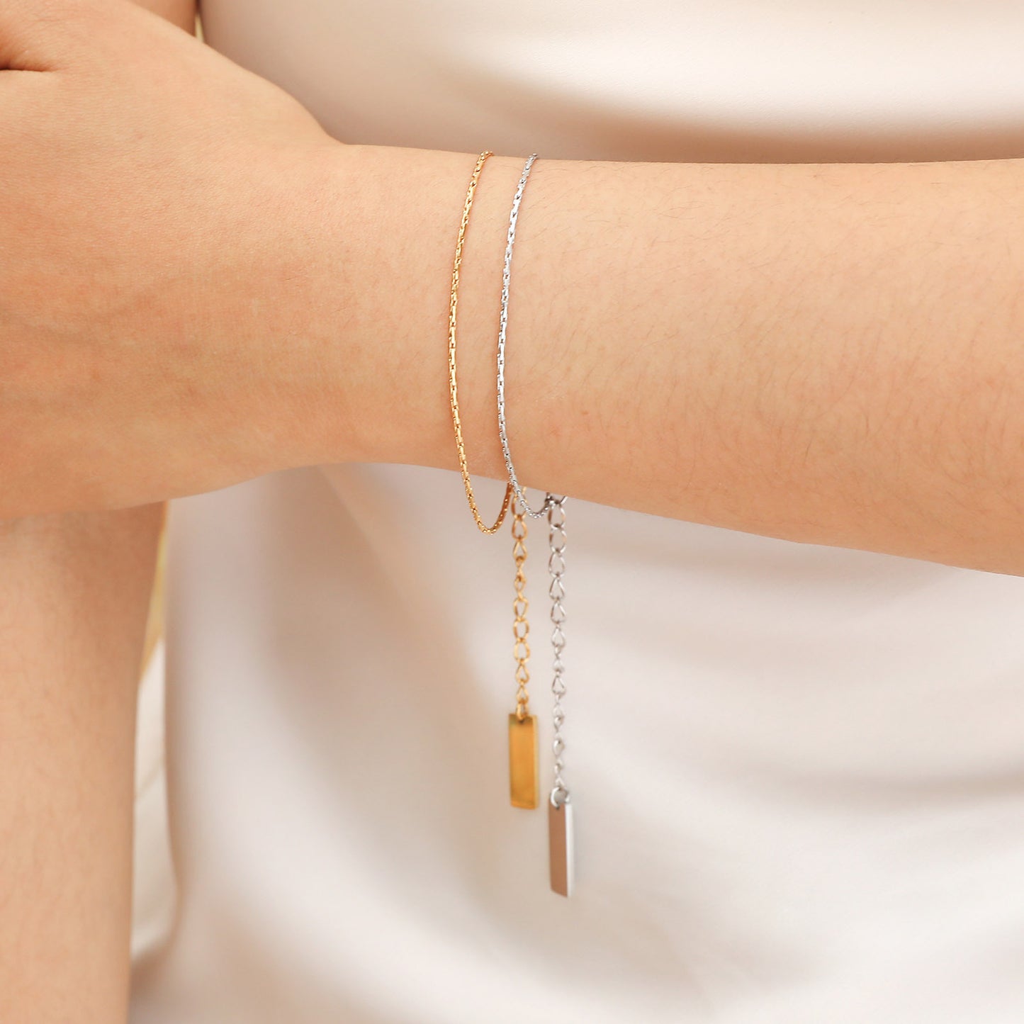 Jewelry Stainless Steel Square Hammer Chain Gold Bracelet