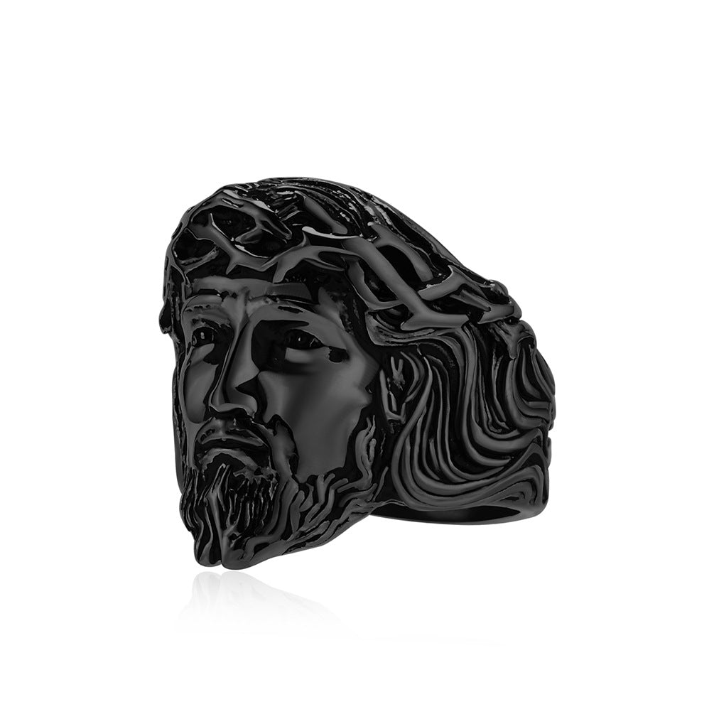Style Head Stainless Steel Ring Three-Dimensional Design