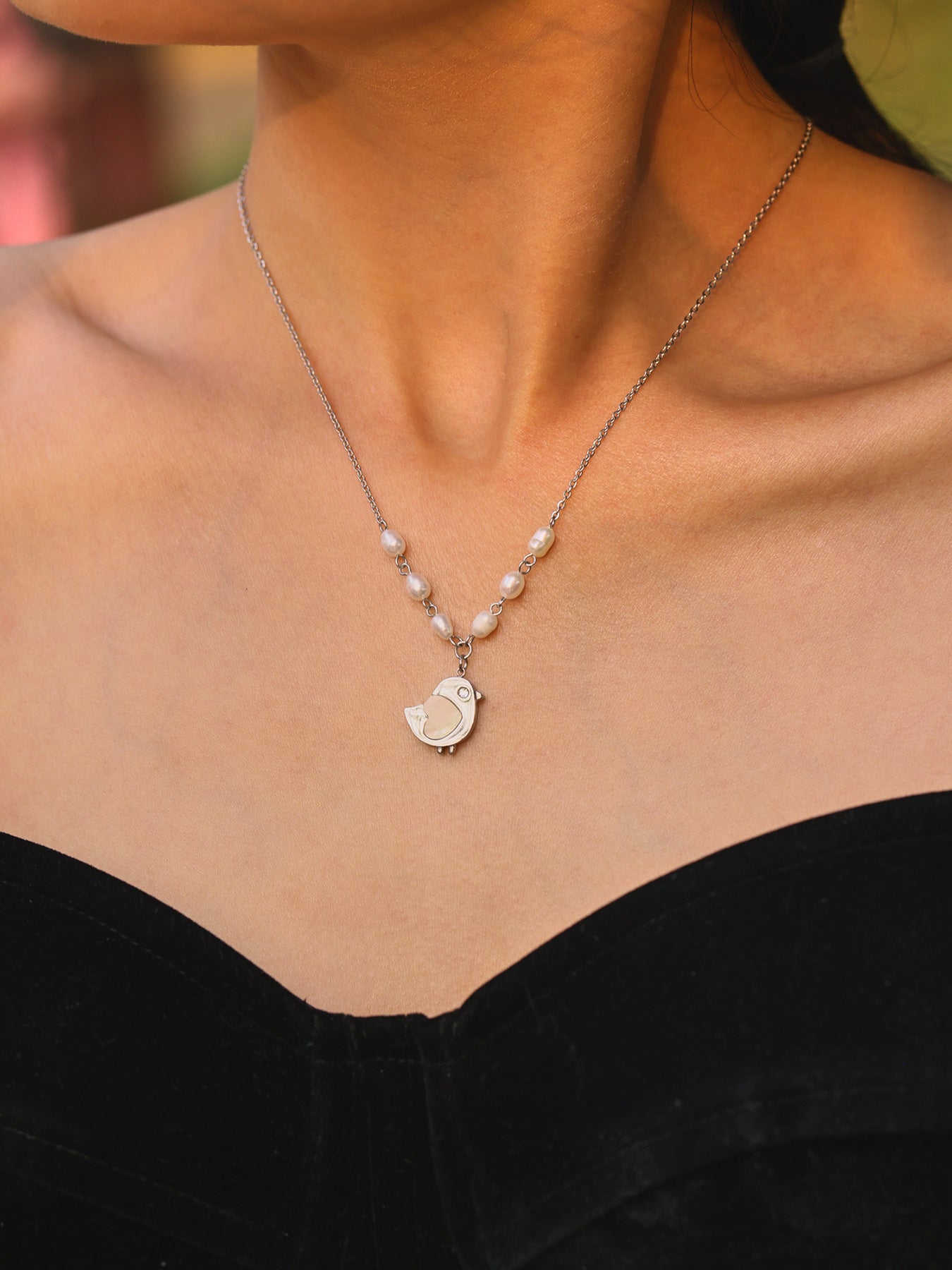 Planderful Freshwater Pearl Necklace Women Gold Plated