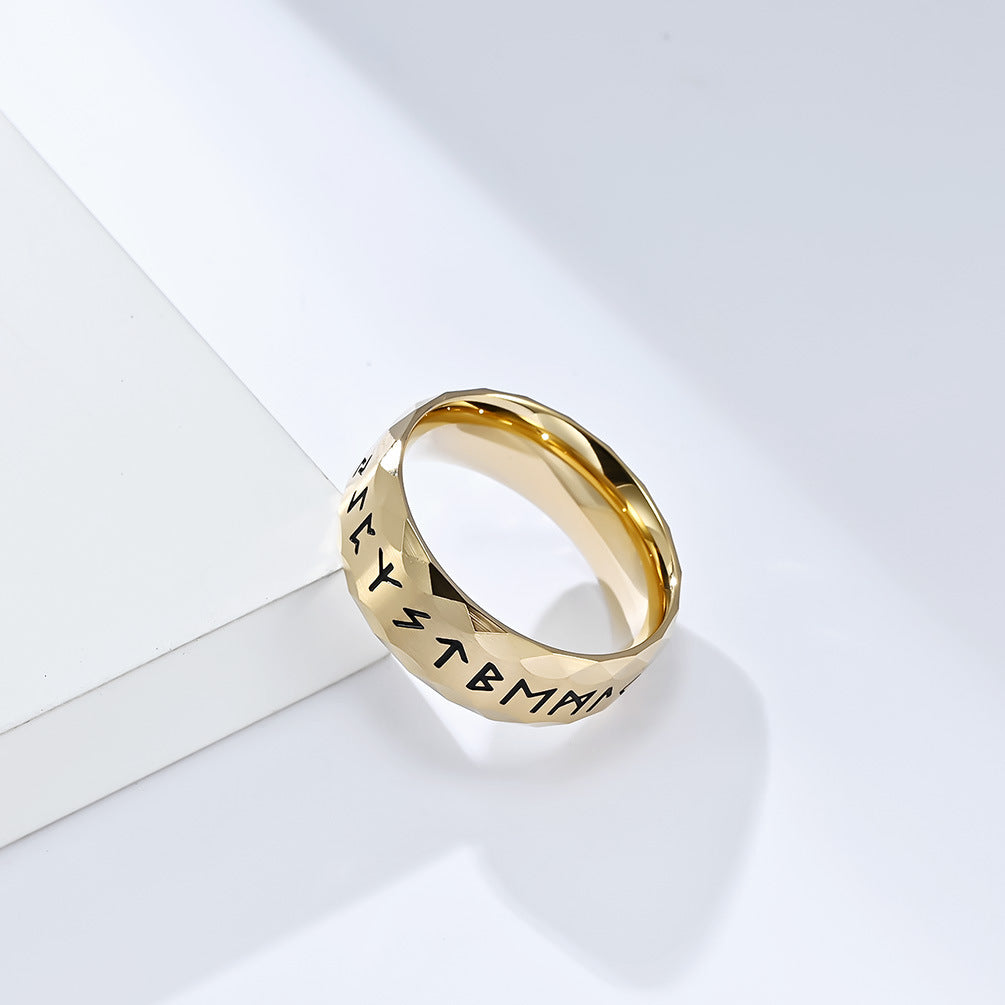 Planderful Viking Ring Nordic Text Titanium Steel For Men Durable Cultural Symbol Ring