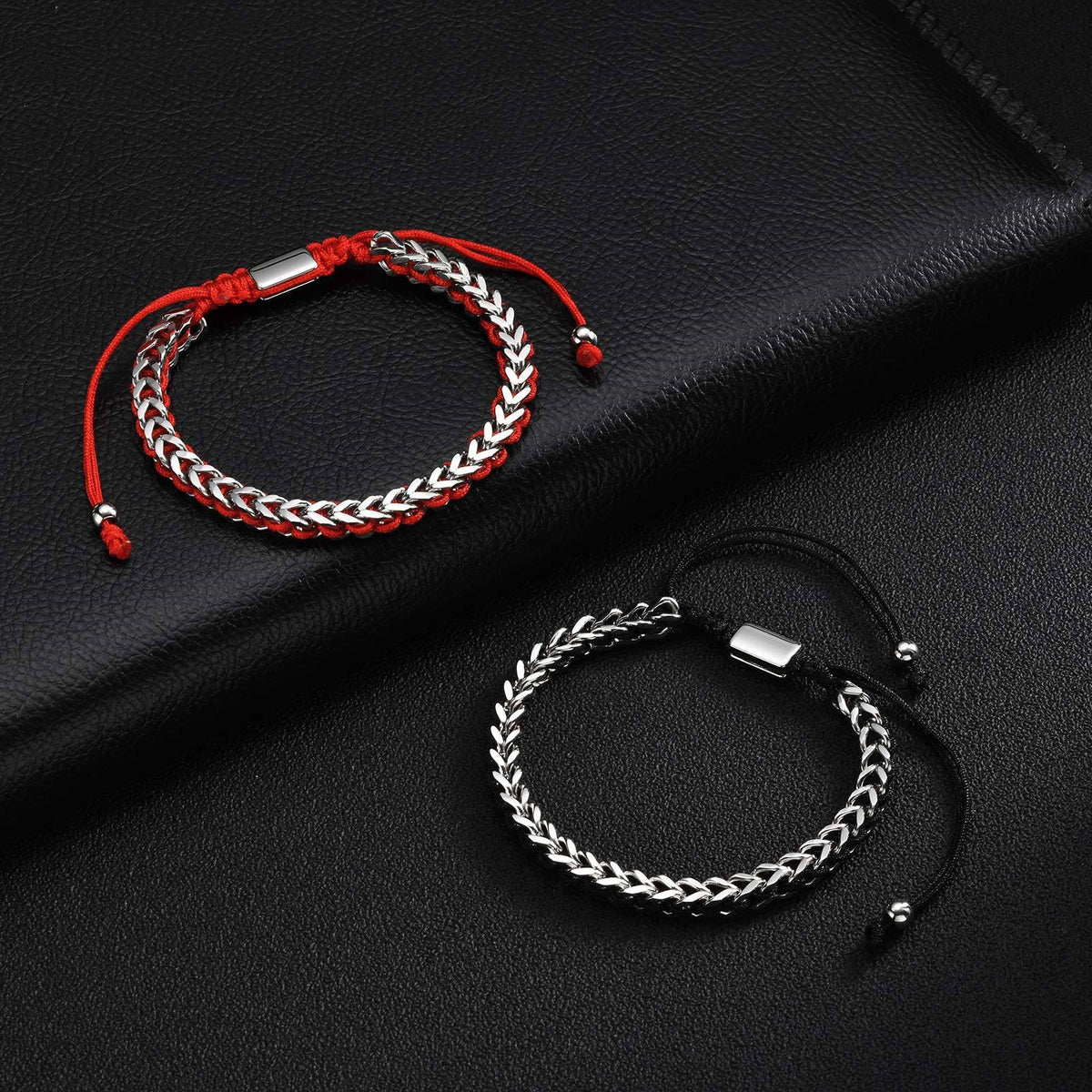 Braided Adjustable Stainless Steel Bracelet for Men