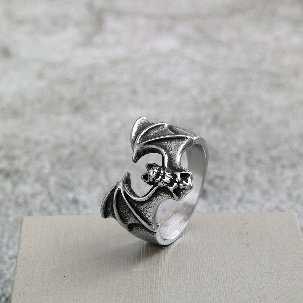 Vintage Bat Stainless Steel Men's Ring
