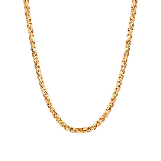 European And American 4MM Byzantine Men's Thick Chain Necklace